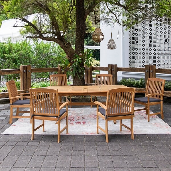 Cambridge Casual Chignik 7piece Teak Patio Extendable Dining Set