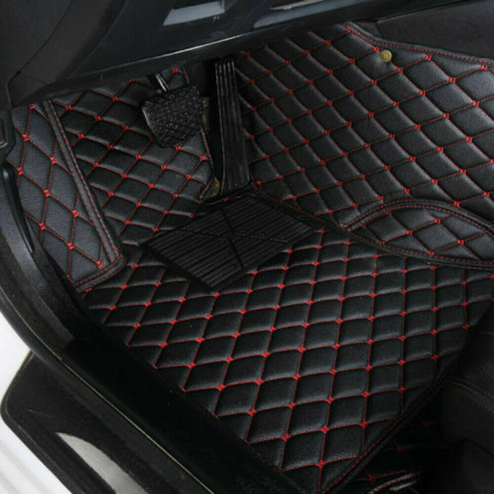 WUZSTAR Waterproof Car Floor Mats Luxury Custom Floor Liner Auto Mats for Dodge Challenger/ Charger 2011-2019(Black Red Stitching)