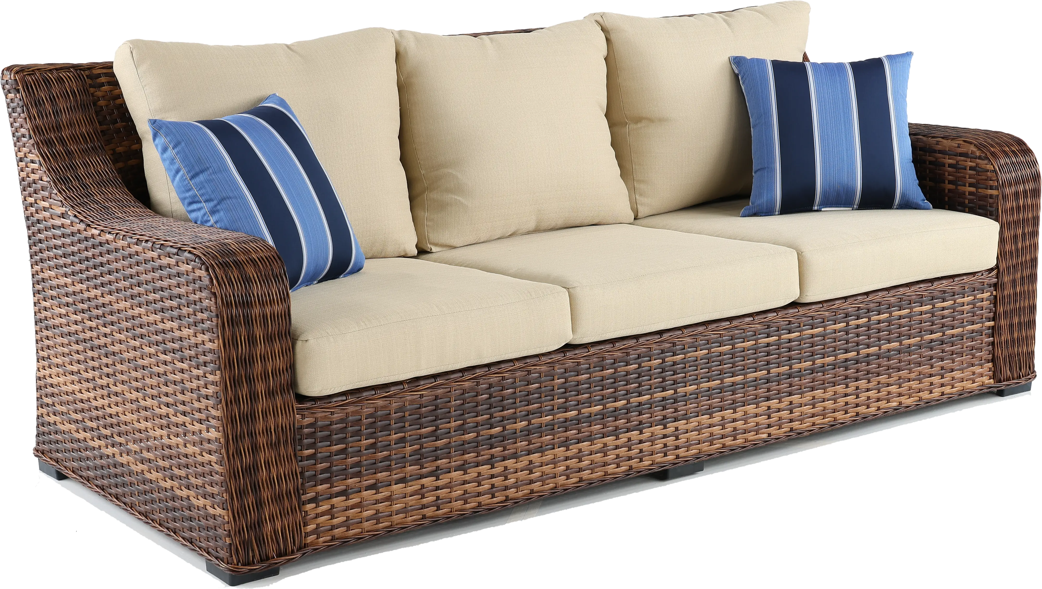 Tortola Wicker and Linen Outdoor Patio Sofa