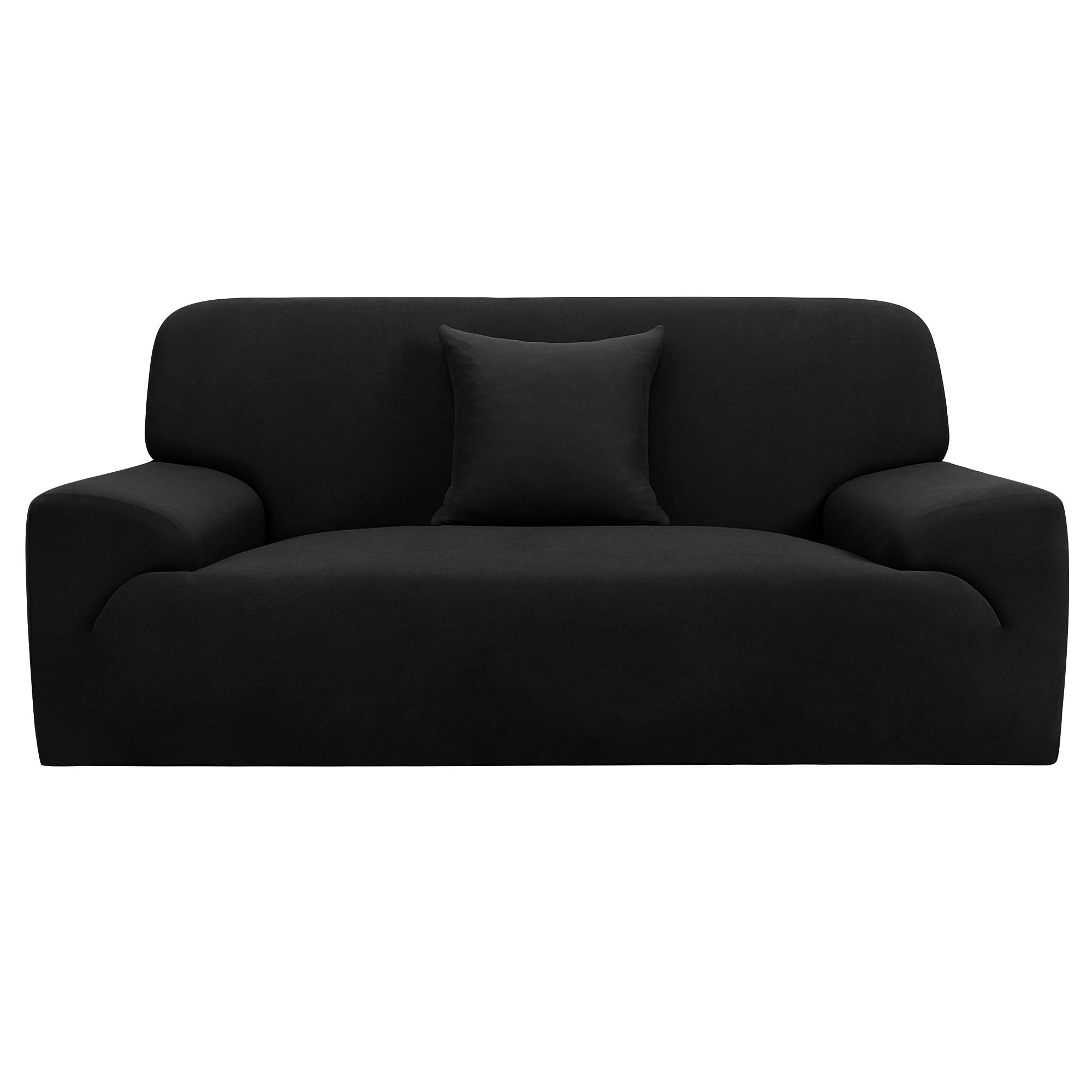 PiccoCasa Soft Stretch Fabric,1-Piece Stretch Cover Black (2 Seater, 56