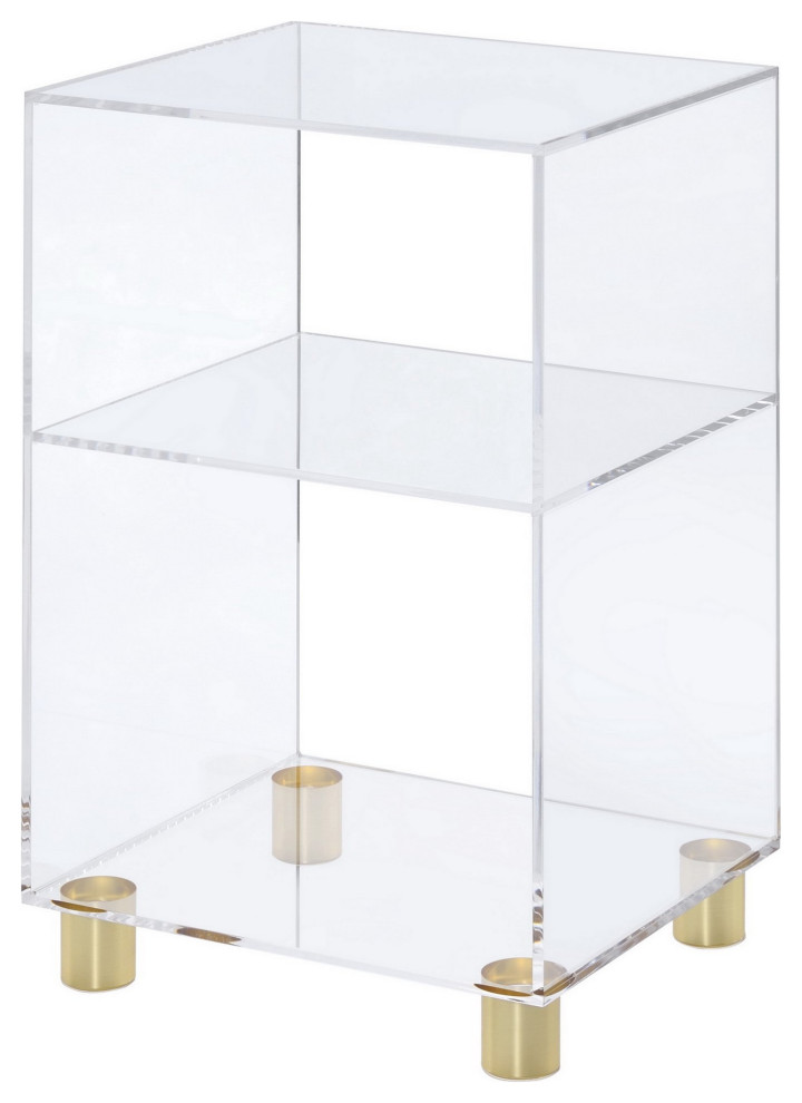 Elegant Side Table  Square Design With Golden Feet  ampLucite Body With Shelves   Contemporary   Side Tables And End Tables   by Decor Love  Houzz