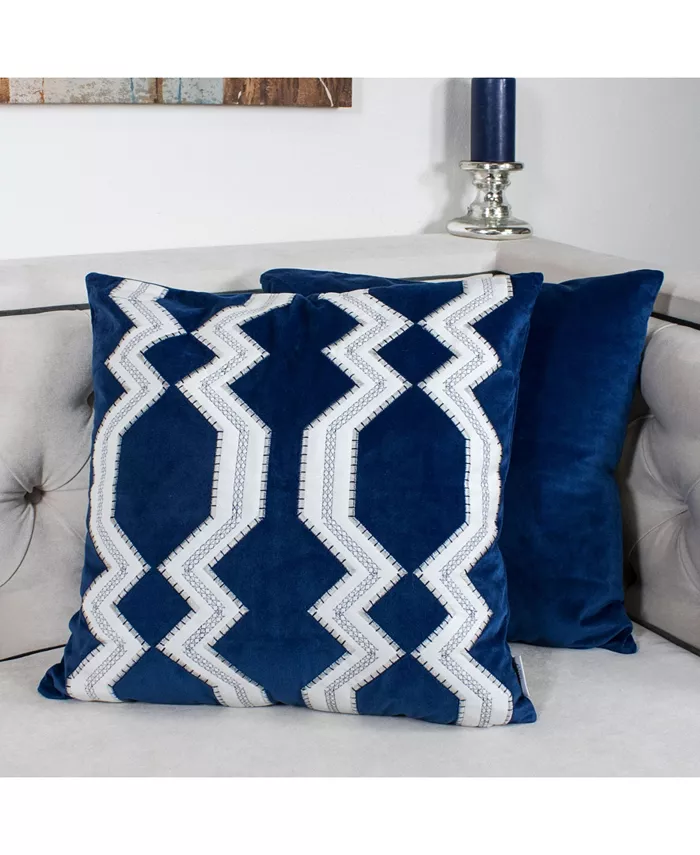 Homey Cozy Vivian Applique Velvet Square Decorative Throw Pillow