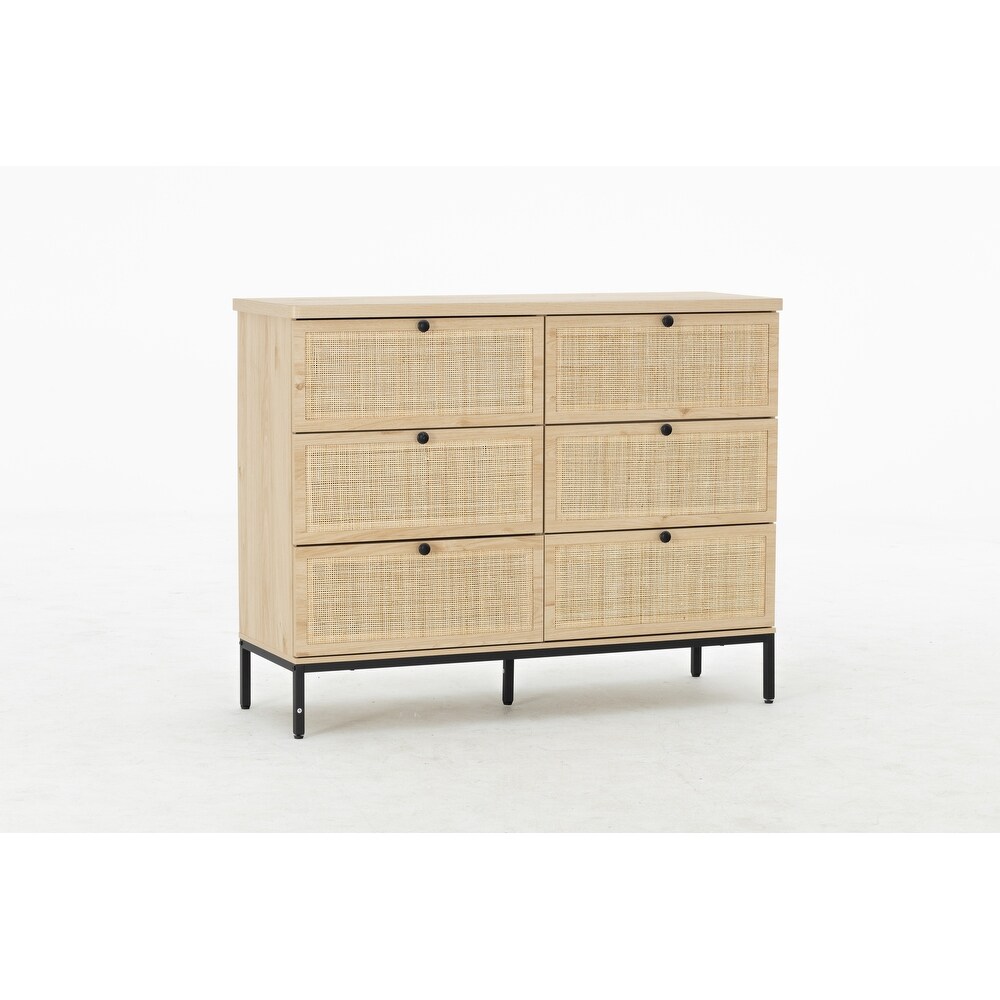 Contemporary White 6 Drawer Dresser with Easy Assembly