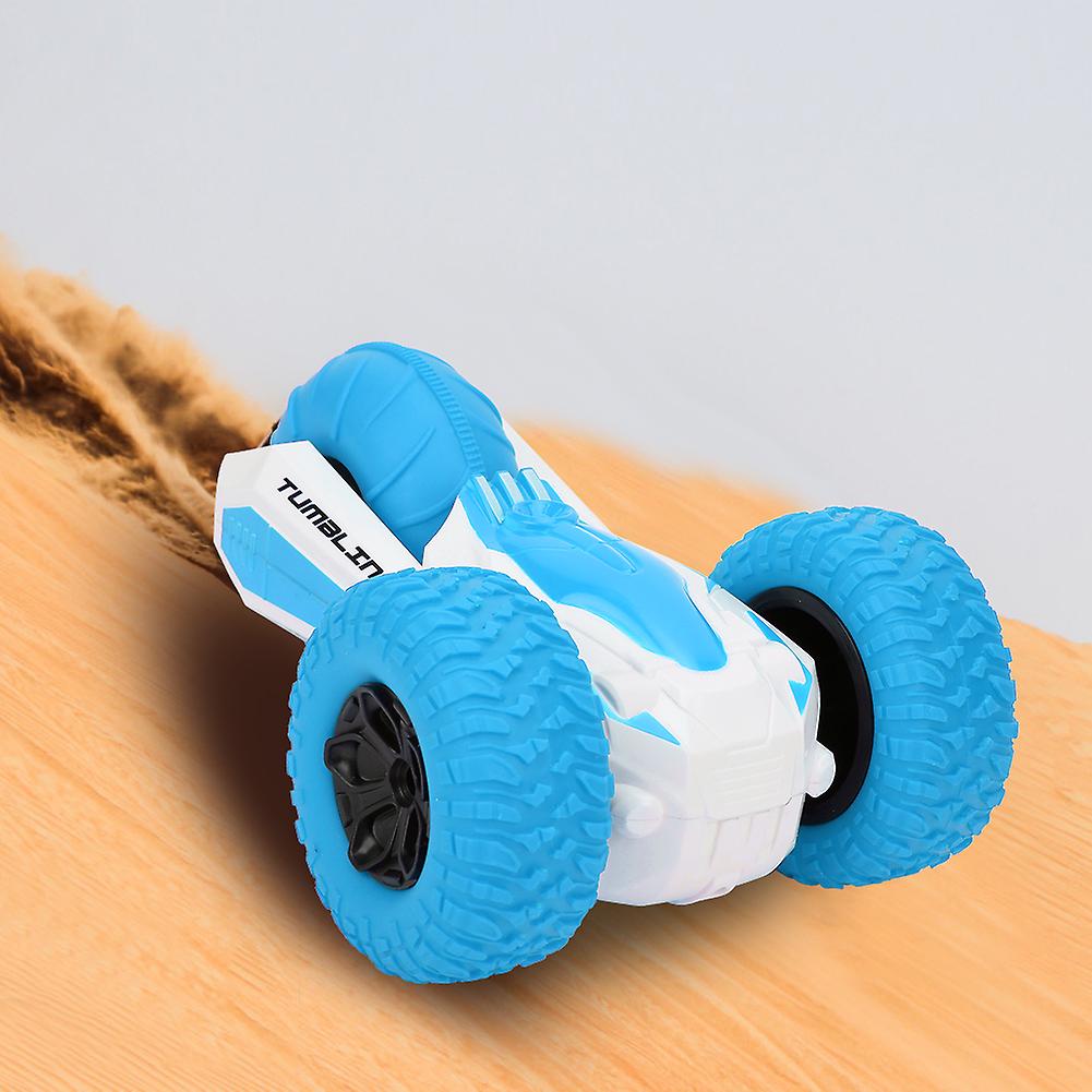 Usb 1/24 Scale 2.4g Three Wheels Rotating Stunt Car Kid Remote Control Toy(blue )