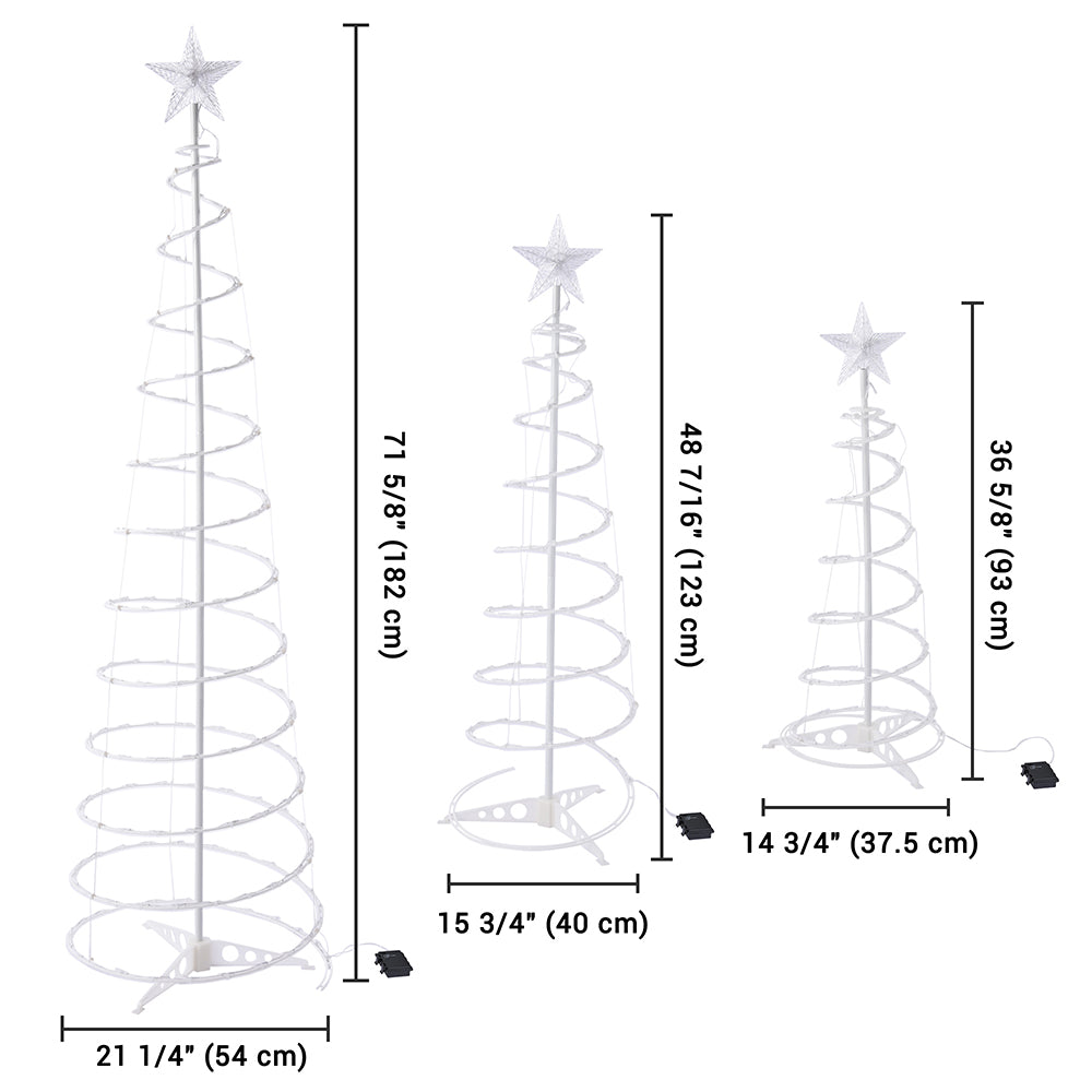 Yescom Lighted Spiral Christmas Trees 6' 4' 3' Battery Powered