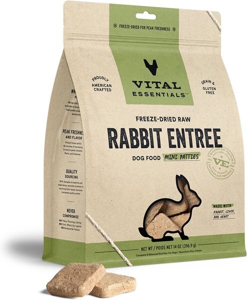 Vital Essentials Rabbit Dinner Patties Grain-Free Freeze-Dried Dog Food