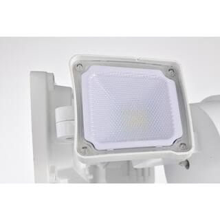 AWSENS 3-Light White Outdoor Integrated LED Security Flood Light Wall or Eave Mount Flood Light AW5083-WH