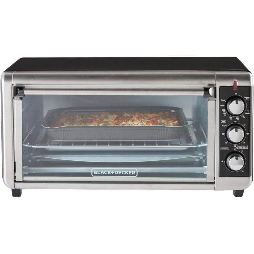 BLACK+DECKER 1500 W 8-Slice Stainless Steel Toaster Oven with Broiler TO3250XSB