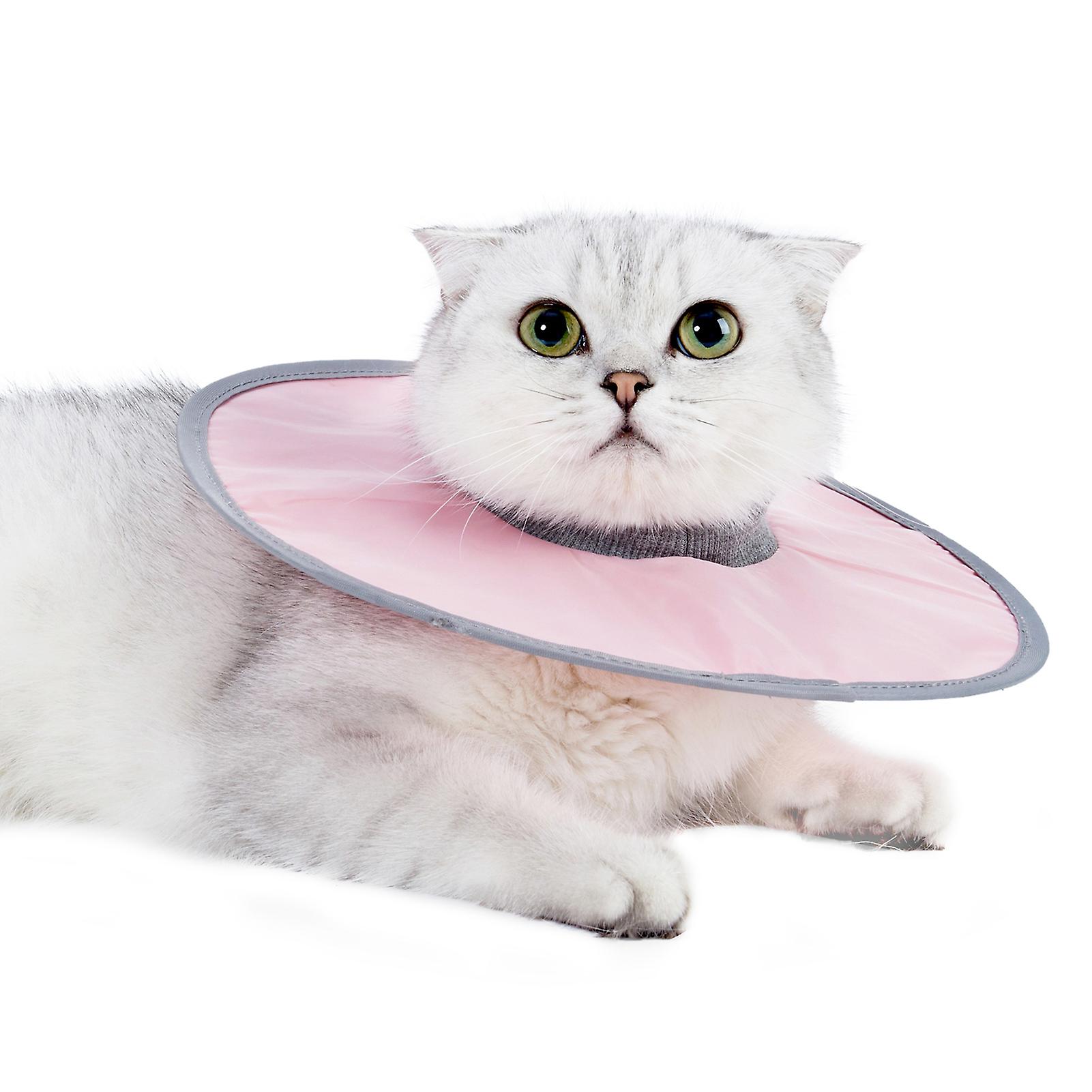 Cat Cone Collar Stop Licking Adjustable Ribbing Neck Recovery Collar Pink Medium