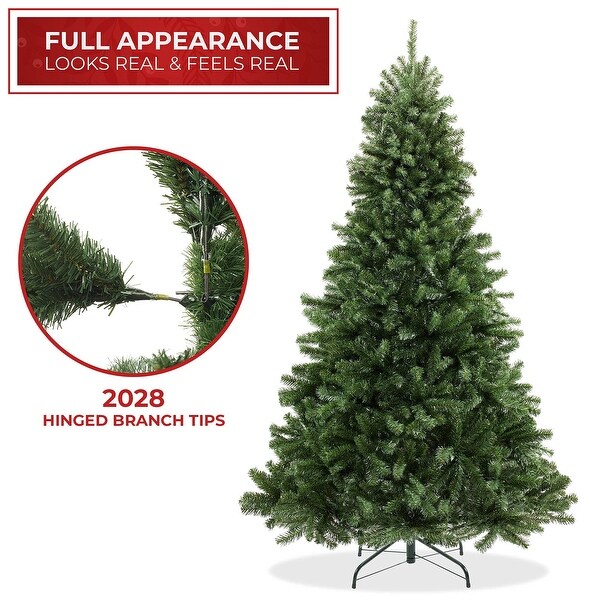 9FT Realistic Green Spruce Artificial Holiday Christmas Tree with Sturdy Metal Stand