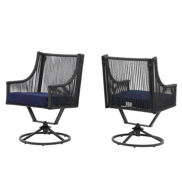 Outdoor Wicker Swivel Chairs with Cushion (Set of 2)