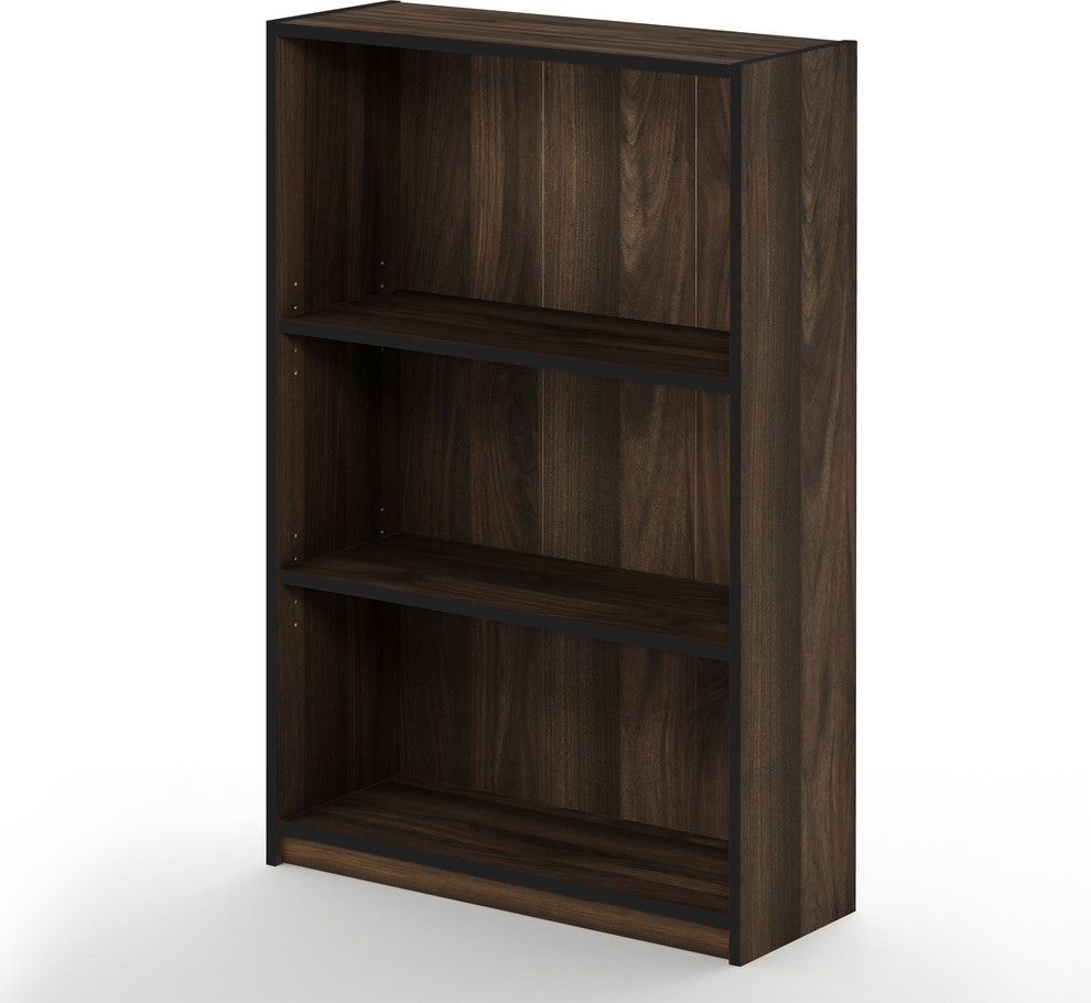 Furinno JAYA Simple Home 3 Tier Adjustable Shelf Bookcase  Columbia Walnut   Transitional   Bookcases   by Furinno  Houzz