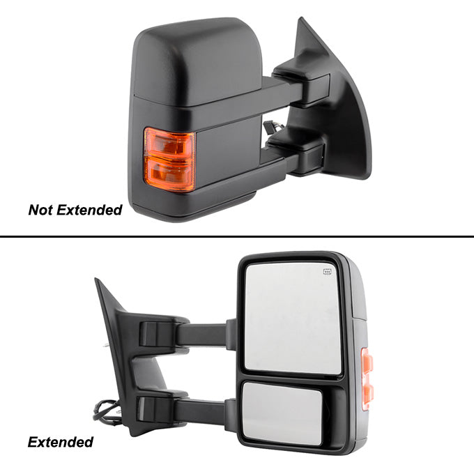 Fit 08-16 F250 SuperDuty Power Heated Extendable Towing Mirror Passenger Side