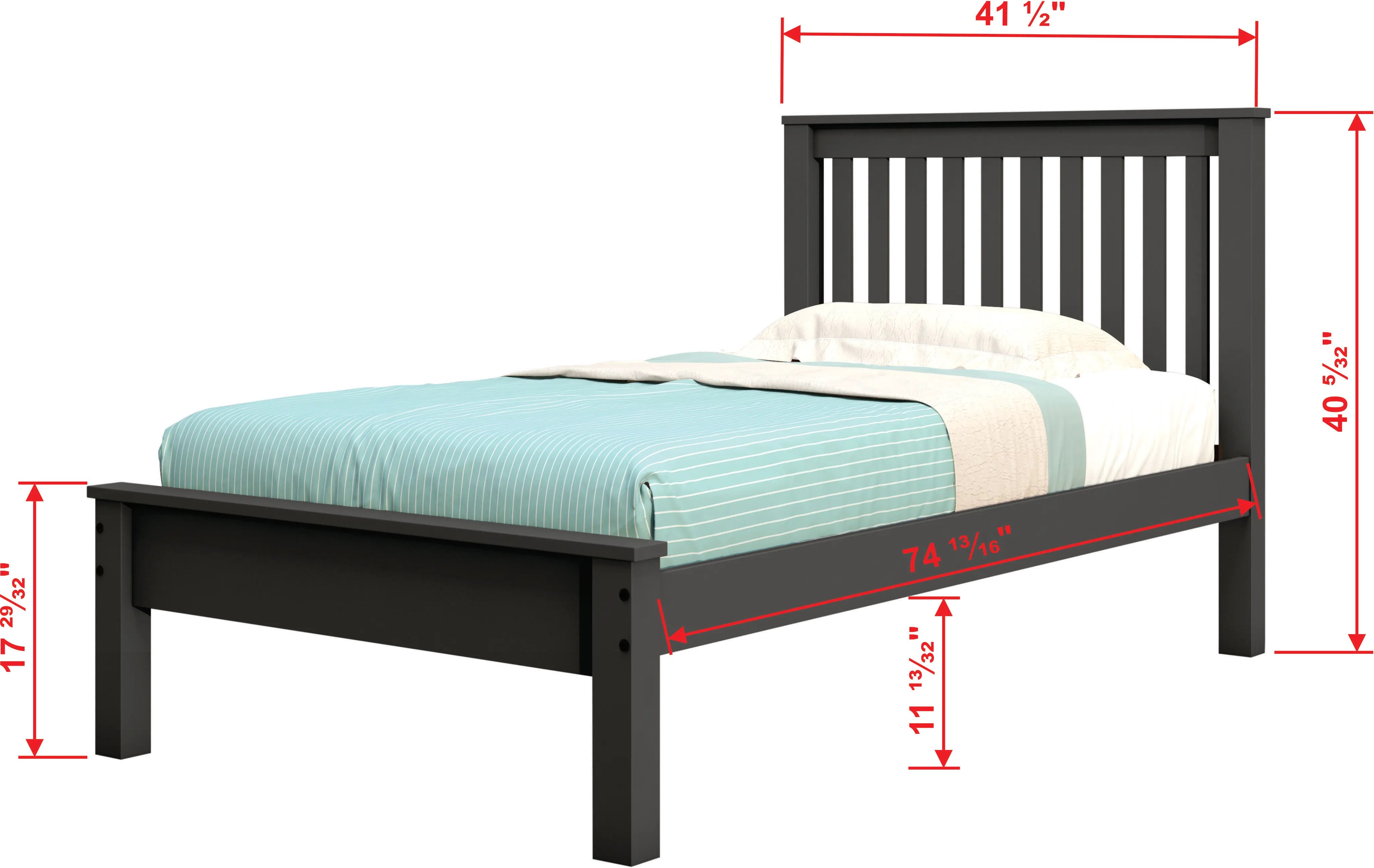 Carson Dark Gray Twin Bed with Dual Underbed Drawers