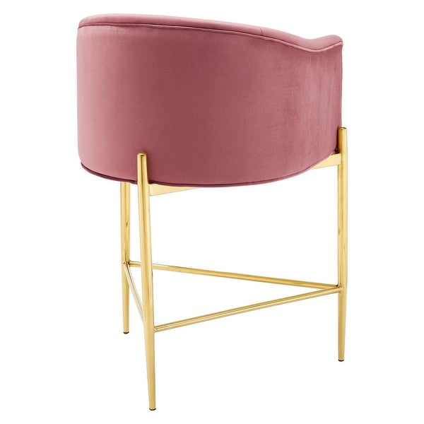 Modway Savour Tufted Performance Velvet Counter Stool Set of 2， Pink