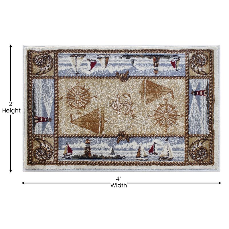 Masada Rugs Masada Rugs Nautical Scene Area Rug Mat - 2'x3'