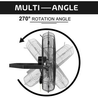 Tidoin 24 in. Black 3-Speed Round High Velocity Air Movement Mounted Wall Fan DHS-YDHF-MNT24