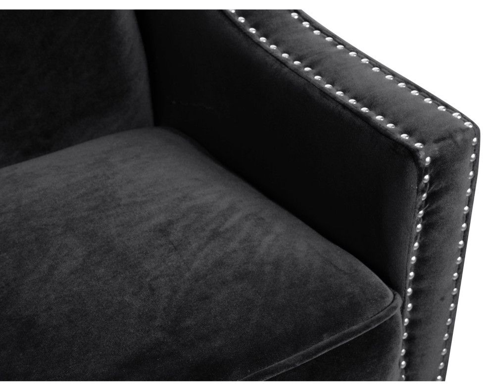 Traditional Sofa  Comfortable Velvet Seat With Swoop Arm  ampNailhead Trim   Transitional   Sofas   by Decorn  Houzz