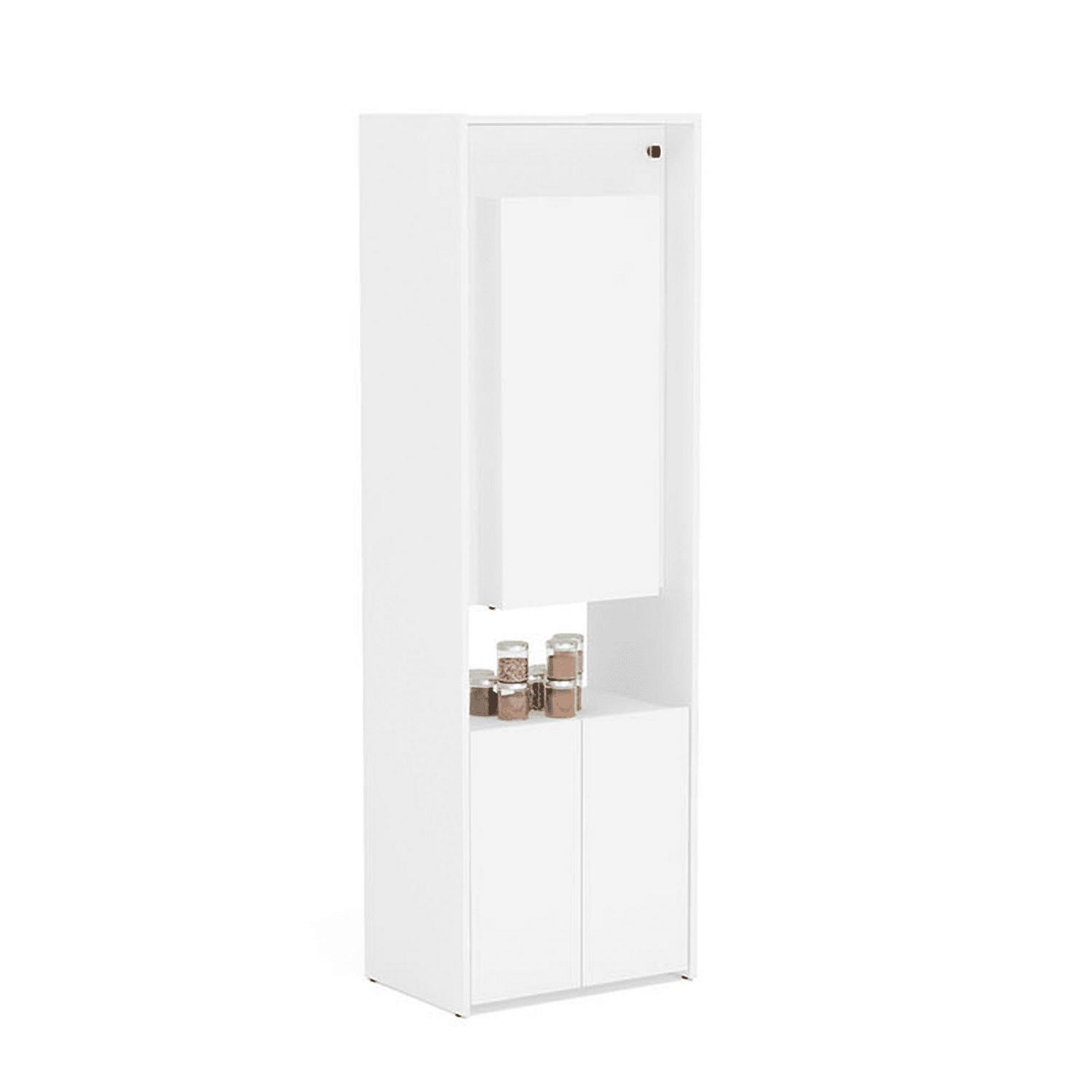 Boahaus Multipurpose Cabinet with Desk， White-Color:White