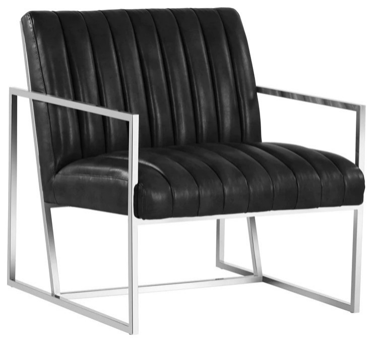 Rasmus Lounge Chair Linea Light Gray Leather   Contemporary   Indoor Chaise Lounge Chairs   by Virgil Stanis Design  Houzz