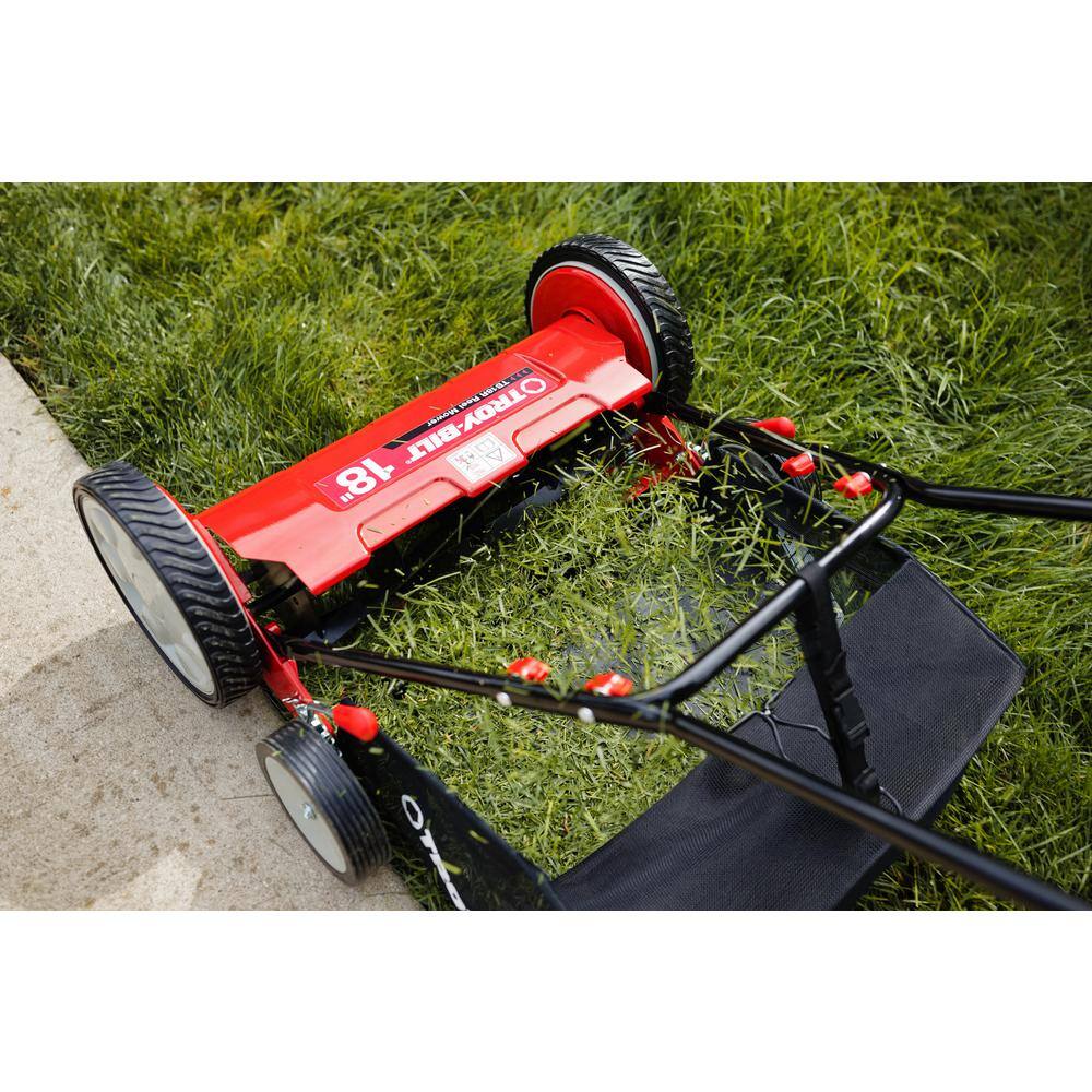 Troy-Bilt 18 in. Manual Walk Behind Reel Lawn Mower with Grass Catcher TB18R