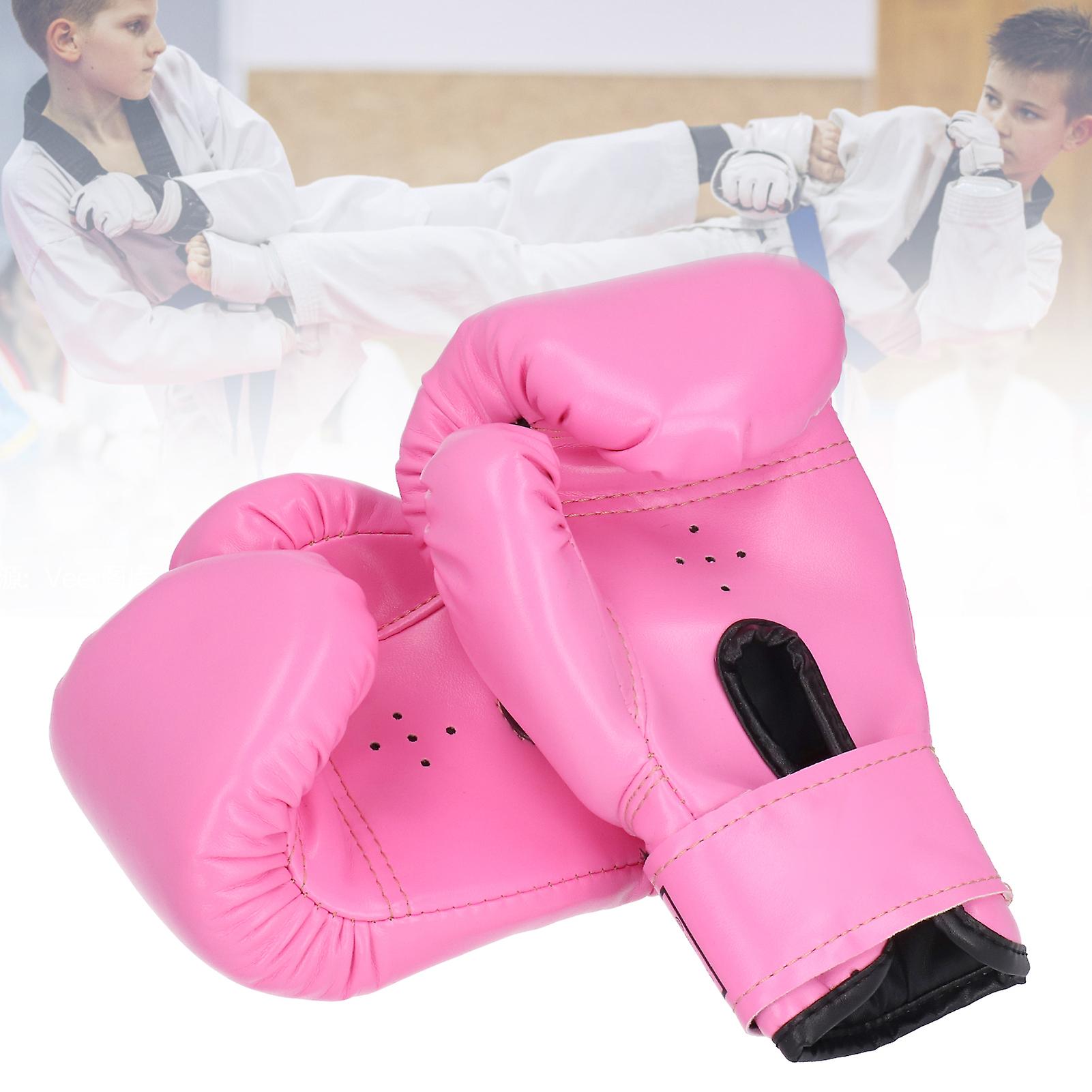 2pcs Children Boxing Gloves Training Fighting Sparring Punching Kickboxing Glovesfushia