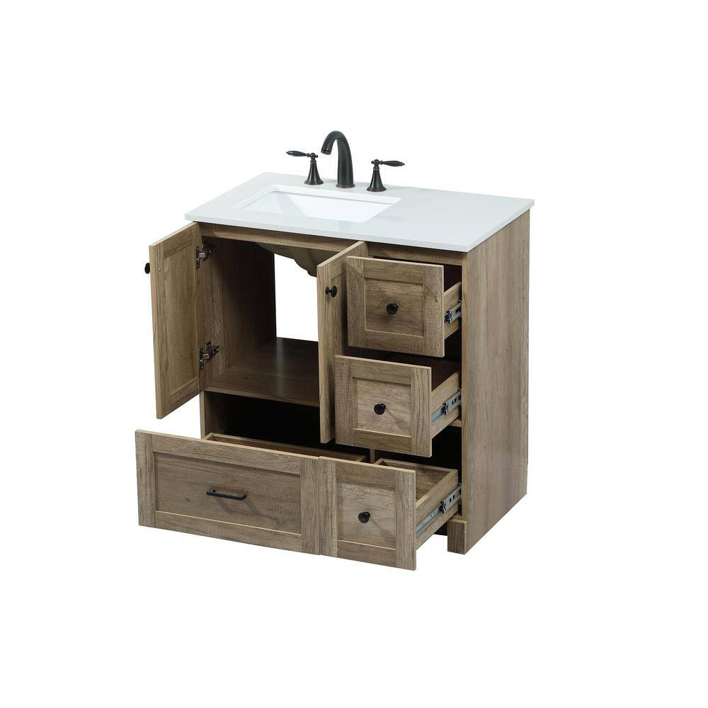 Timeless Home 32 in. W x 19 in. D x 34 in. H Bath Vanity in Natural Oak with Ivory White Quartz Top TH5664NT