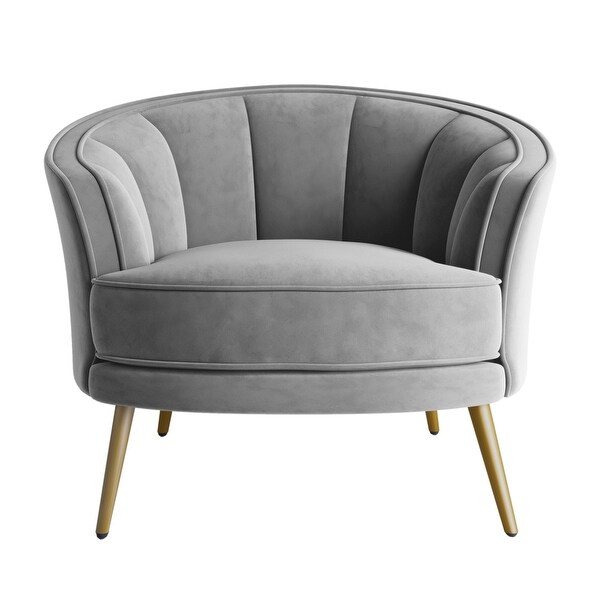 Modern Velvet Tub Barrel Leisure Accent Chair with Steel Legs