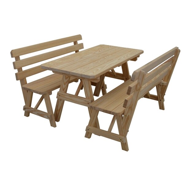 Pine 5' Picnic Table with 2 Backed Benches