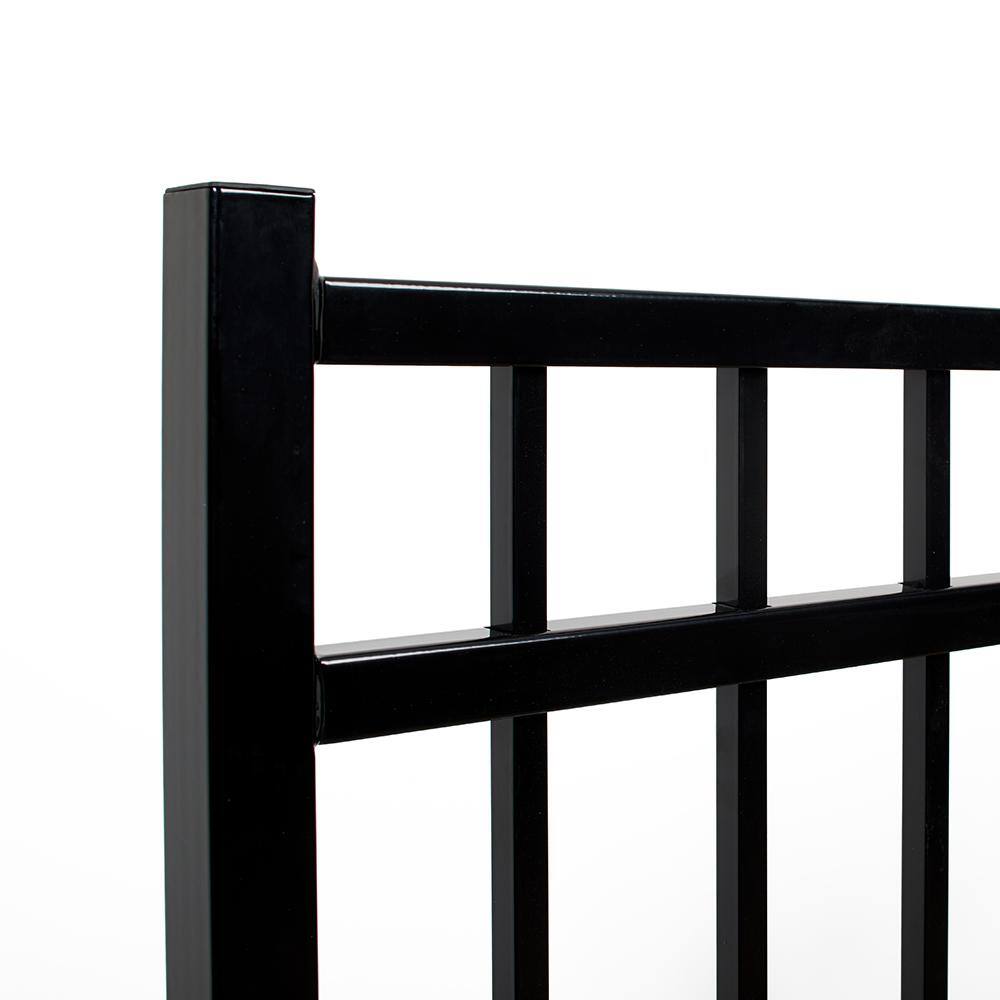 FORTRESS Versai 4 ft. W x 4 ft. H Gloss Black Steel Flat Top Design Fence Gate 713460441