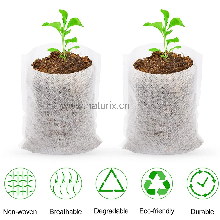 Naturix Garden Supply 1000 pcs Ecofriendly Non Woven Permeable Fabric Biodegradable Nursery plant growing bags