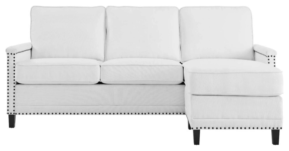 Tonnie White Upholstered Fabric Sectional Sofa   Transitional   Sectional Sofas   by Peachtree Fine Furniture  Houzz