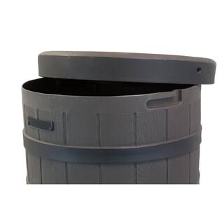 Good Ideas Rain Wizard 50 Gal. American Oak with Darkened Ribs Rain Barrel RW-2PD050-OAK