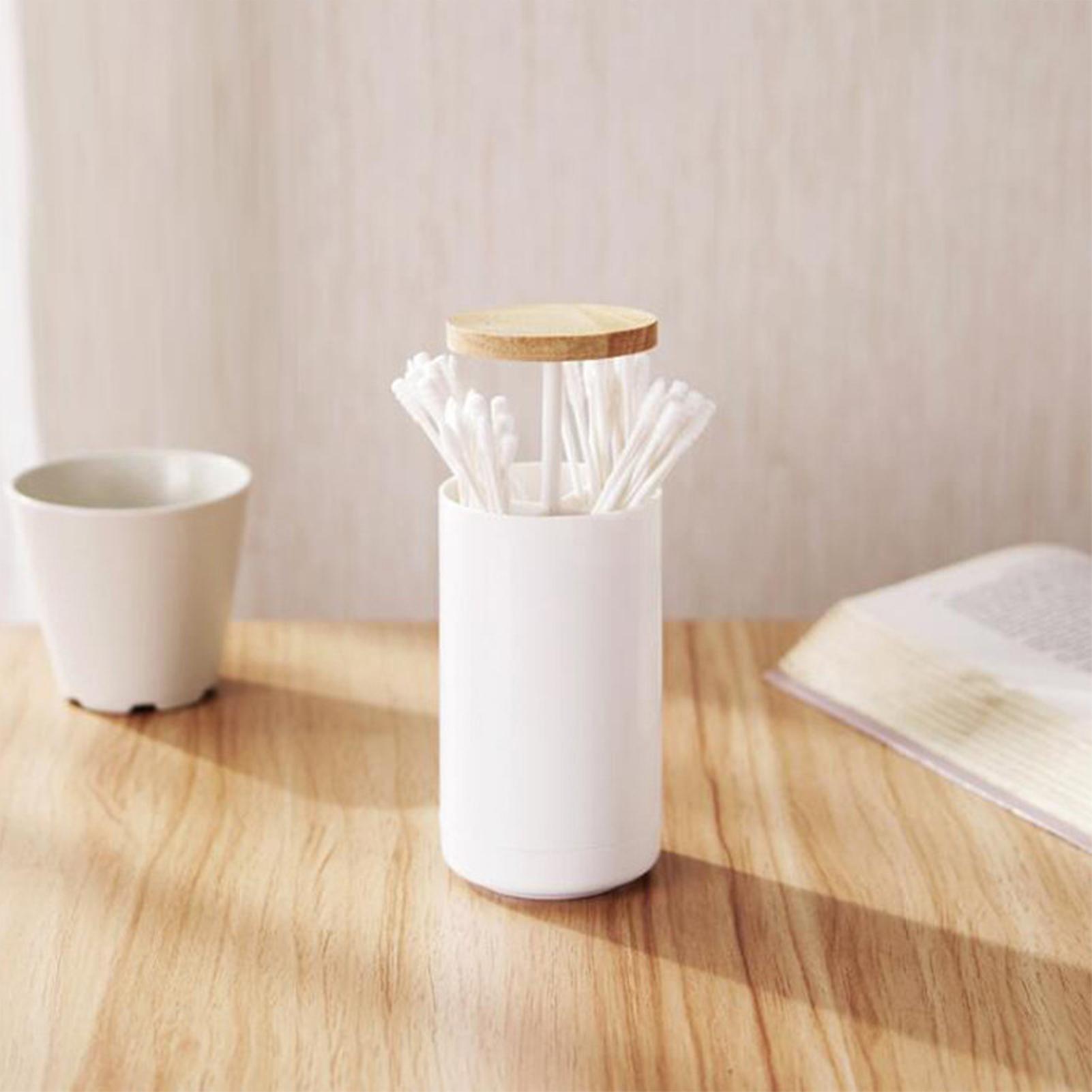 White Pop-up Cotton Swabs Holder Toothpick Dispenser