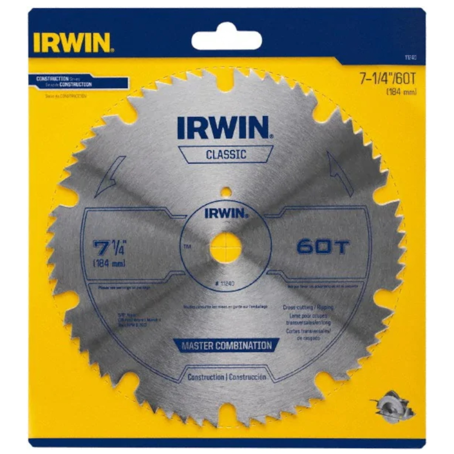 Irwin 7-1/4 in. D X 5/8 in. Classic Steel Circular Saw Blade 60 teeth 1 pk