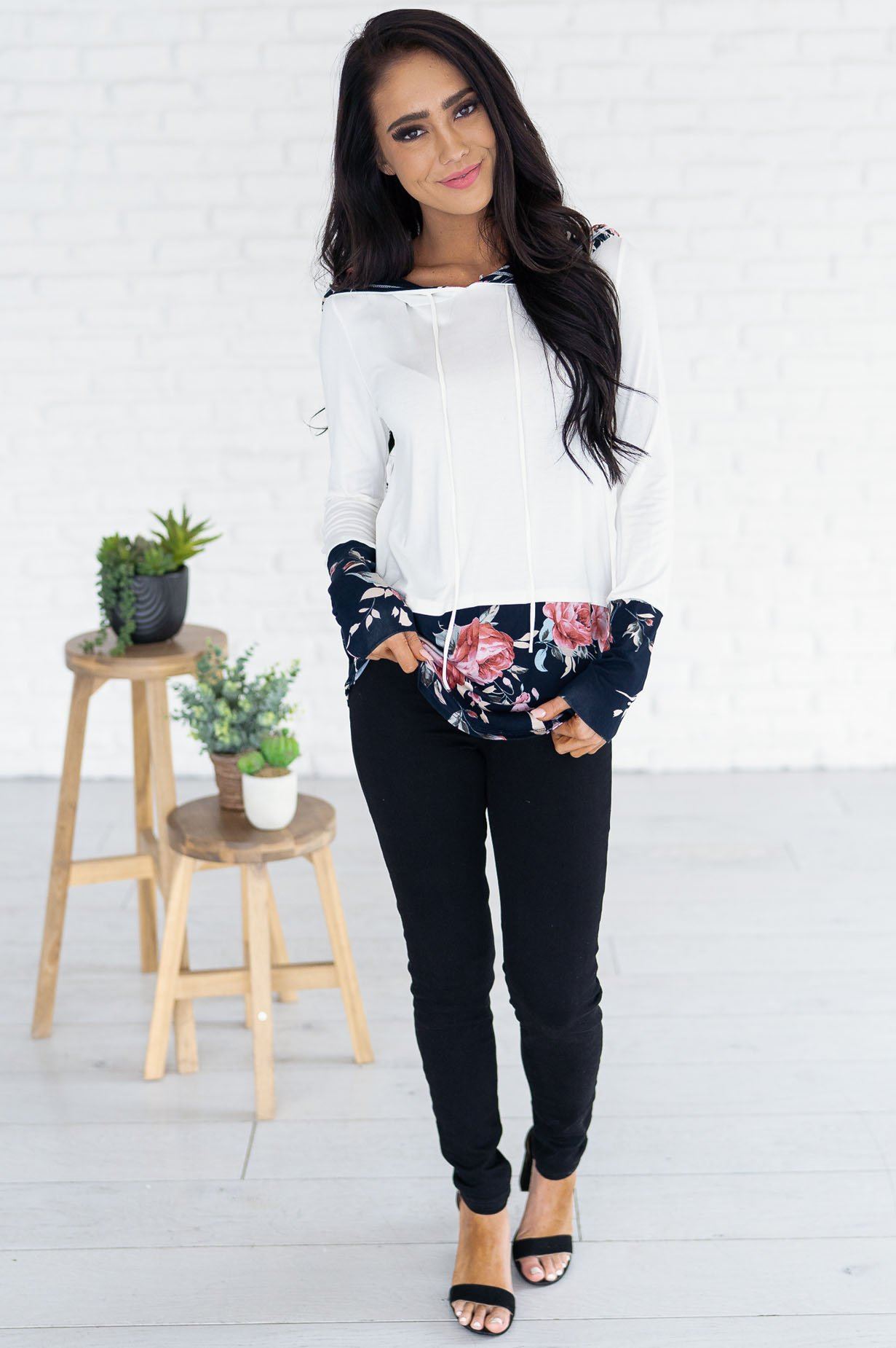 Midnight Blooms Modest Hoodie