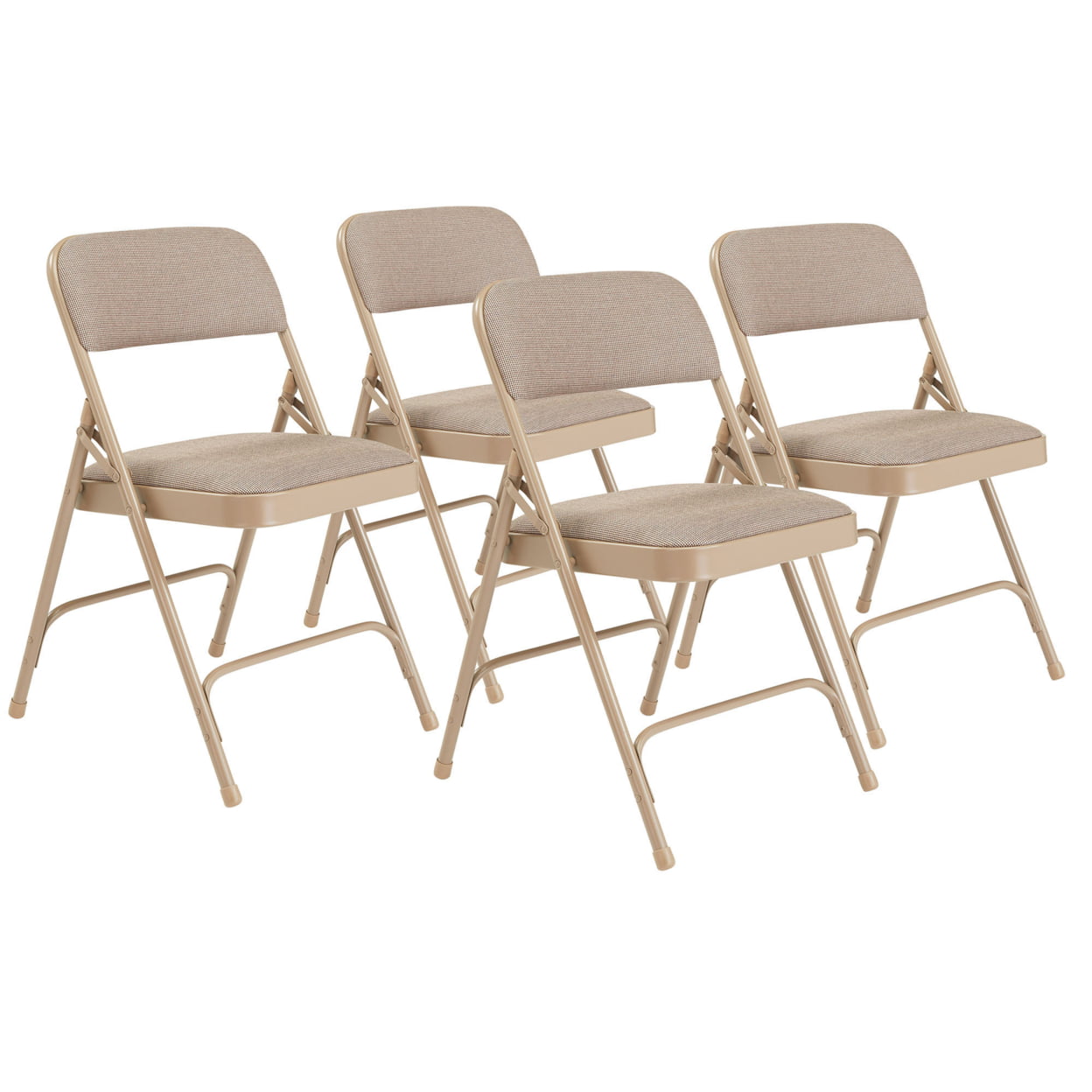 (Pack of 4) NPS 2200 Series Fabric Upholstered Double Hinge Premium Folding Chair, Caf Beige