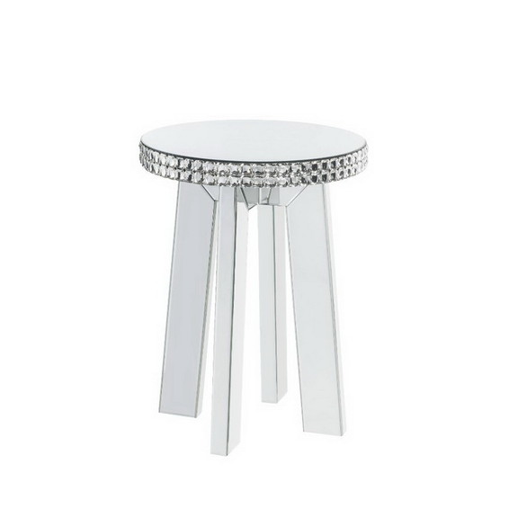 Acme 88012 Lotus End Table  Mirrored   Faux Ice Cu...