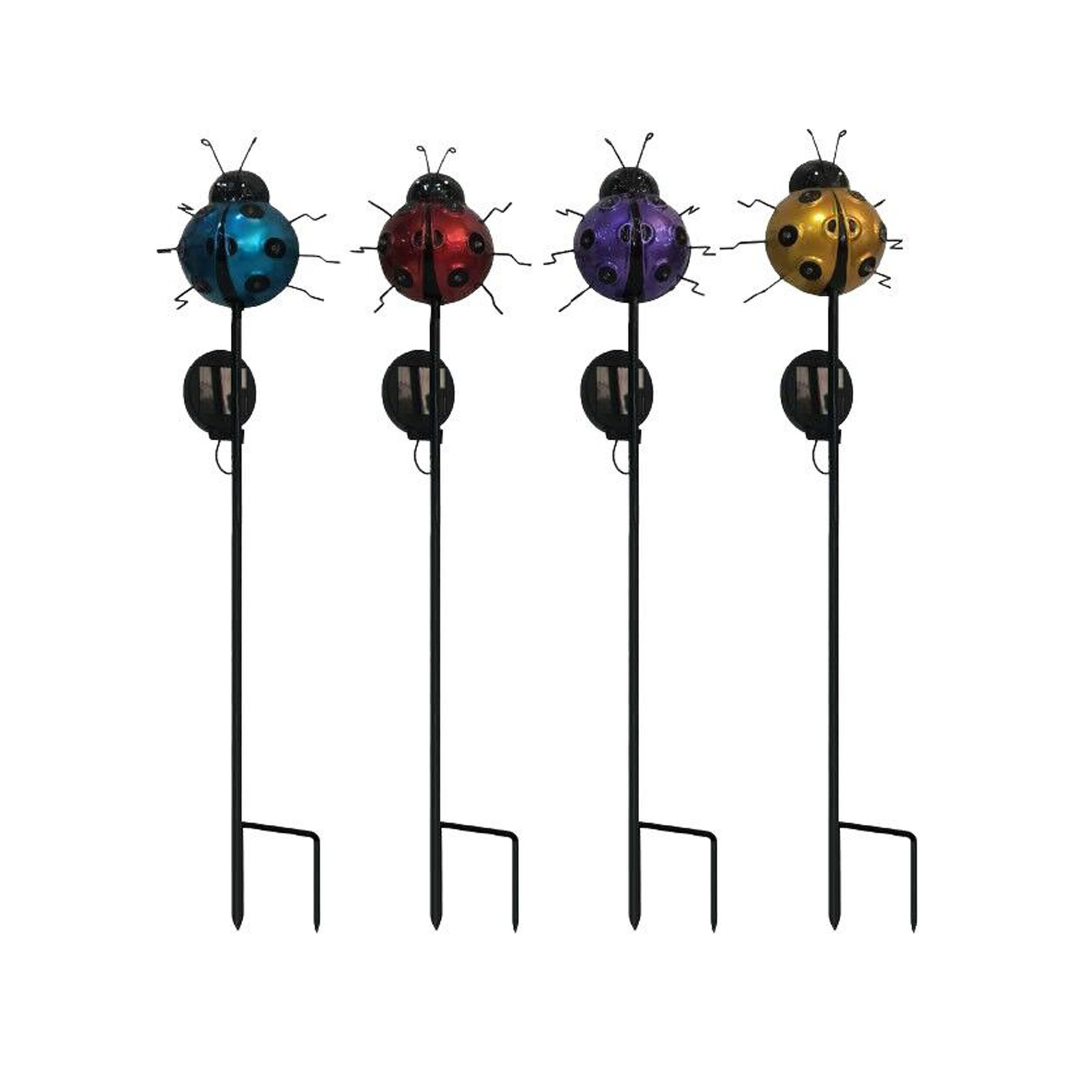 Infinity Black Iron 24 in. H Ladybug Solar Garden Stake