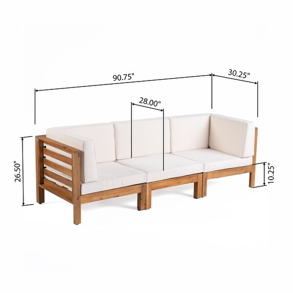 Oana Acacia Wood 3seat Sectional Sofa with Cushions by Christopher Knight Home