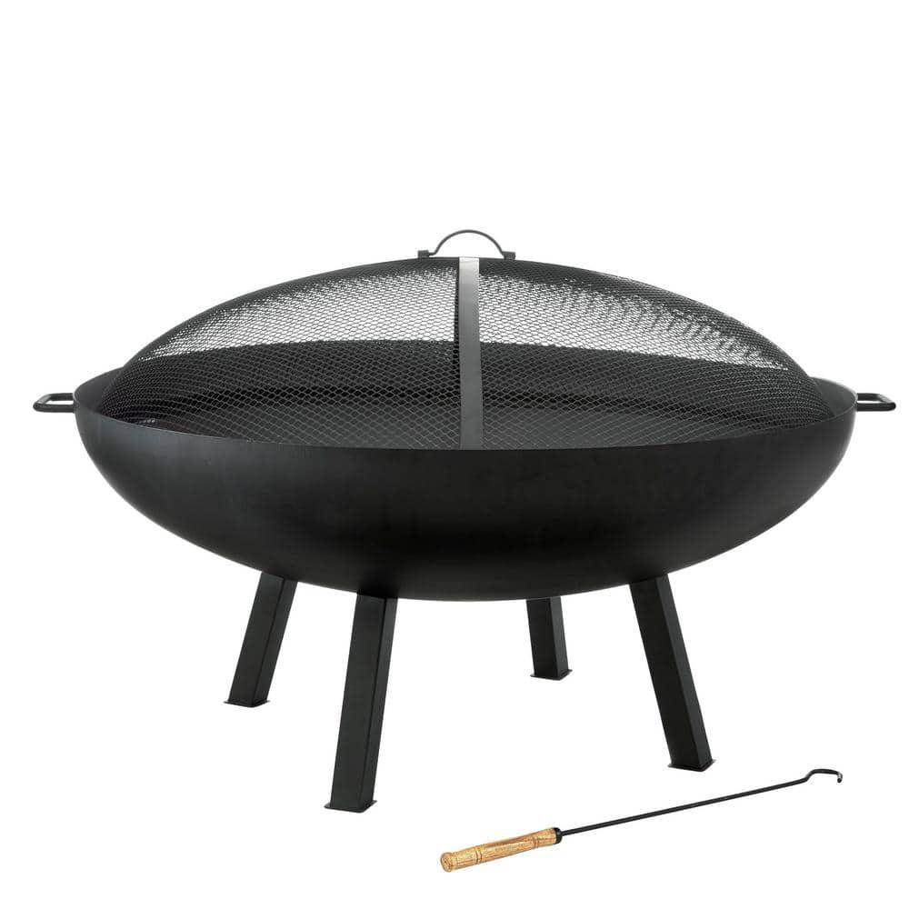 Hampton Bay Windgate 40 in Dia Round Steel Wood Burning Fire Pit with Spark Guard