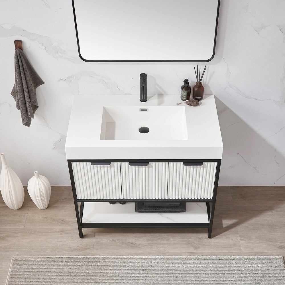 Marcilla 36 in. Single Sink Bath Vanity with Stone Sink Top