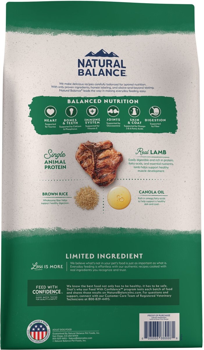 Natural Balance Limited Ingredient Lamb and Brown Rice Recipe Dry Dog Food