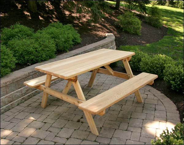 5' Red Cedar Picnic Table with Attached Benches