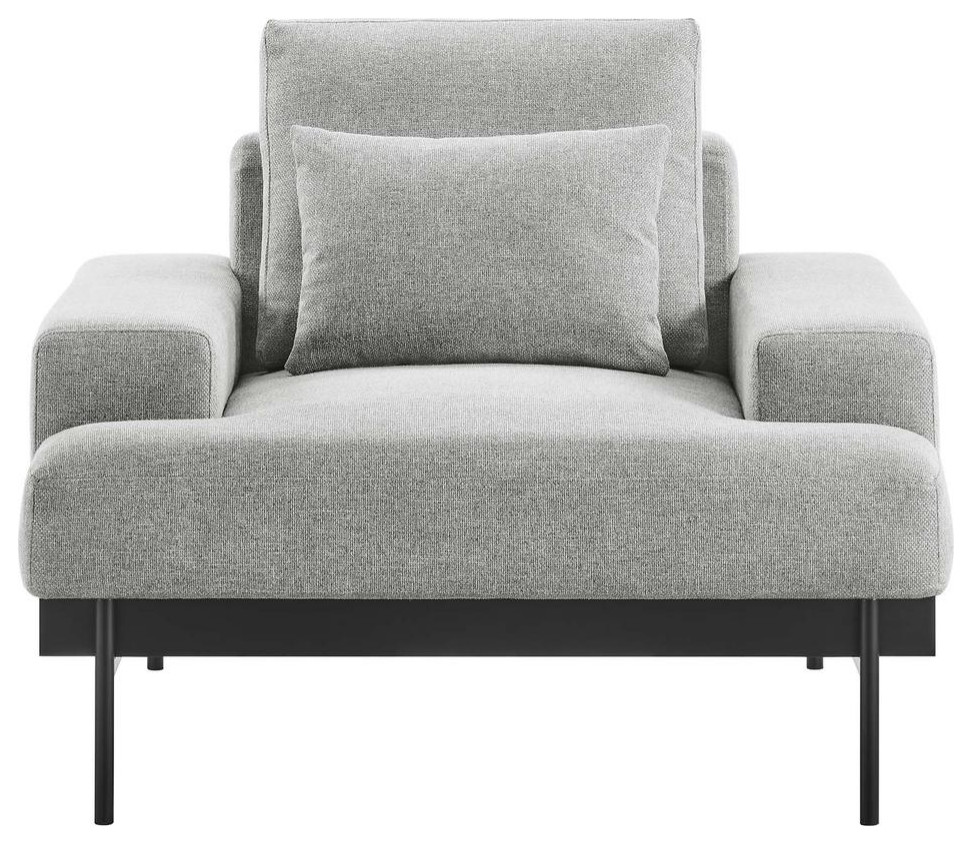 Proximity Upholstered Fabric Armchair  Light Gray   Midcentury   Armchairs And Accent Chairs   by Homesquare  Houzz