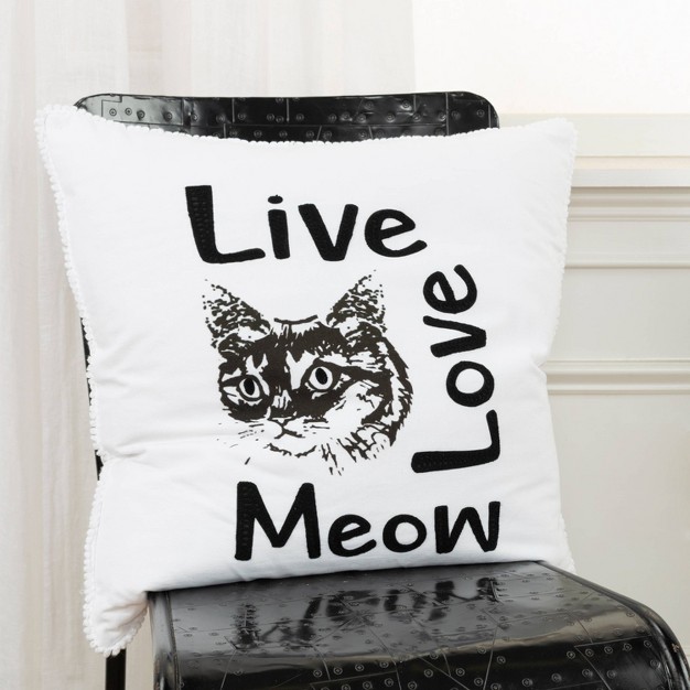 Oversize x27 live Love Meow x27 Square Throw Pillow Cover Rizzy Home