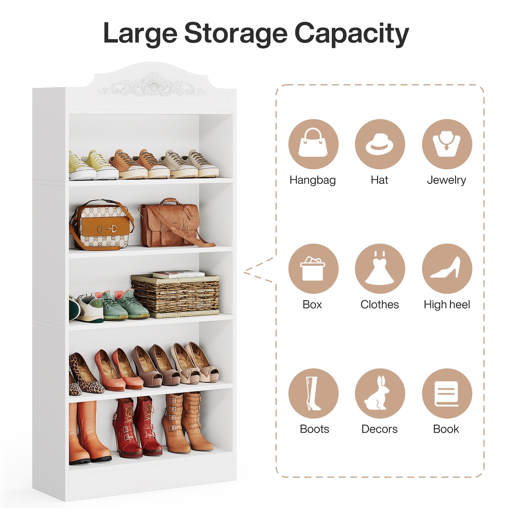 Freestanding Shoe Cabinet, 72.8