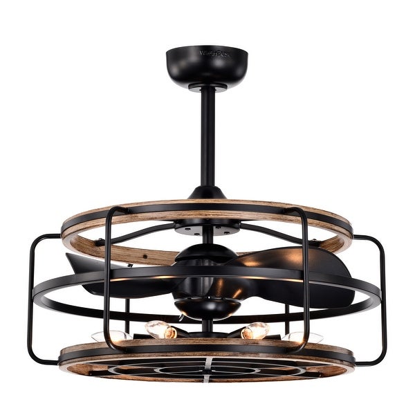 Amable 26 Inch Farmhouse and Industrial Style Matte Black Finish Lighted Ceiling Fandelier with Remote Shopping - The Best Deals on Ceiling Fans | 39465765