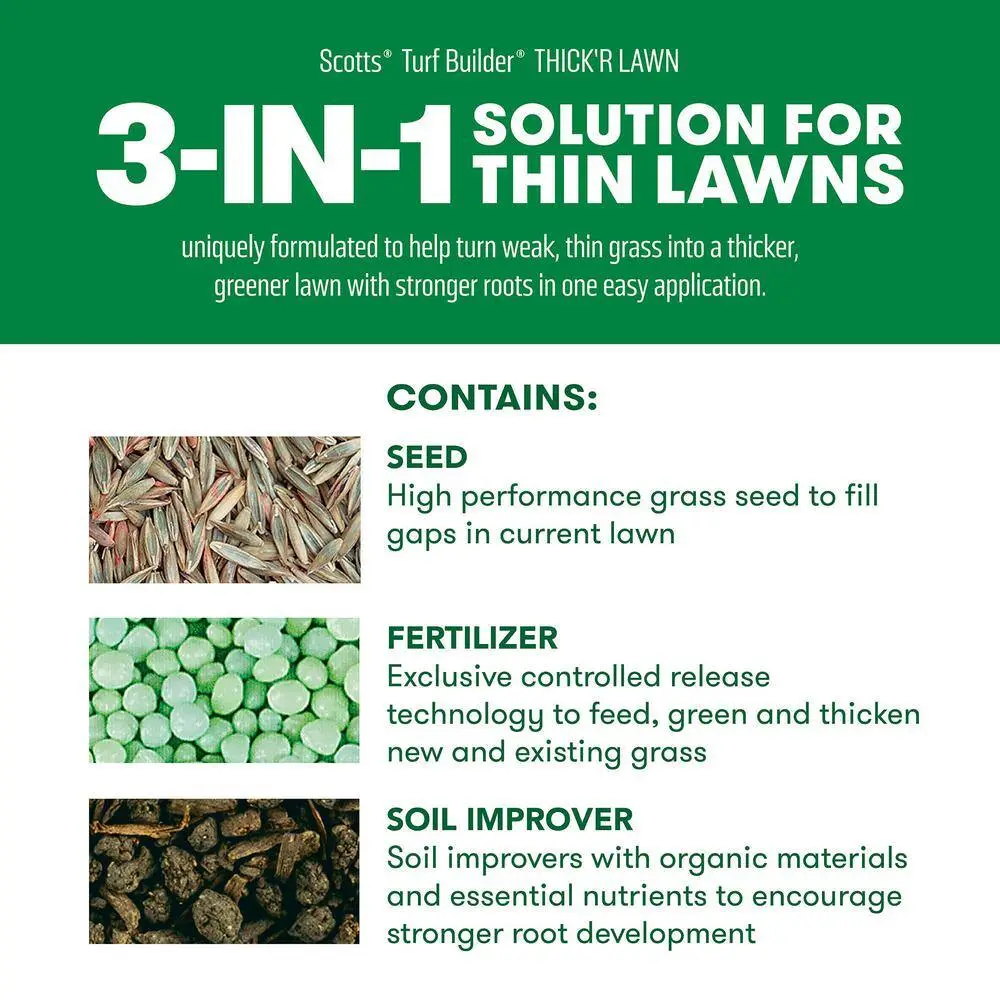 Scotts Turf Builder 40 lbs. 4000 sq. ft. THICK'R LAWN Grass Seed Fertilizer and Soil Improver for Tall Fescue