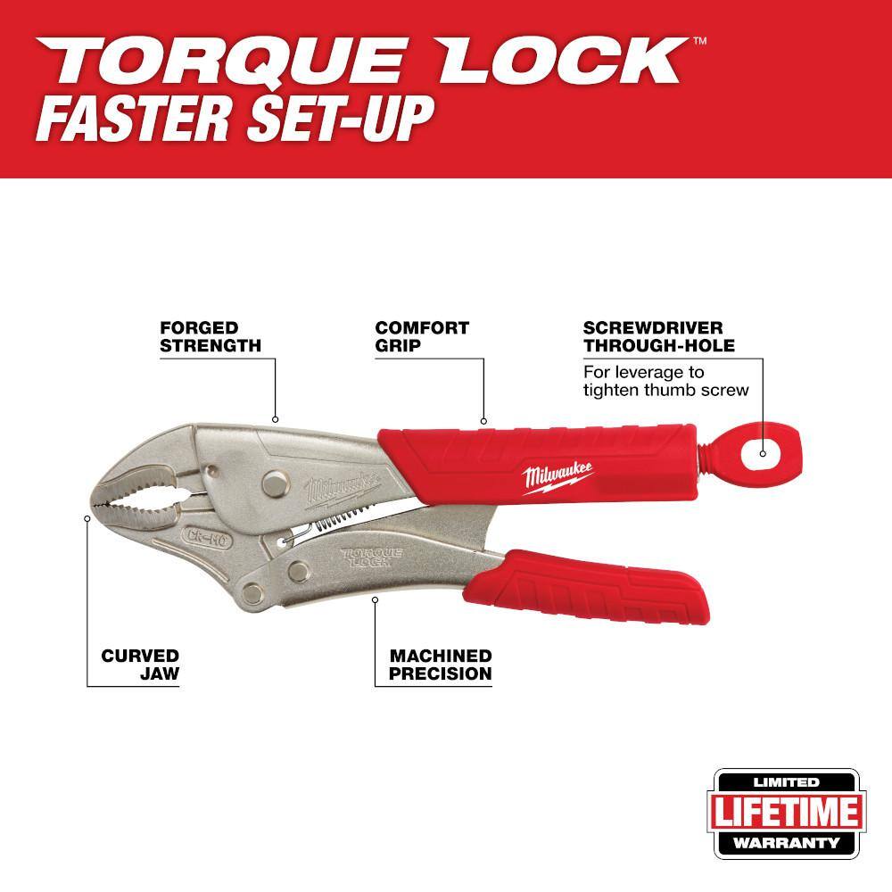 MW 10 in. Torque Lock Curved Jaw Locking Pliers with Durable Grip 48-22-3410